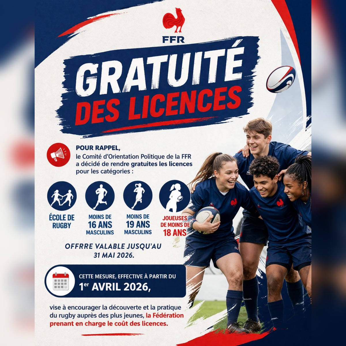 GRATUITÉ DES LICENCES FFR