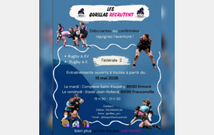 les Gorillas recrutent  La saison prochaine se prépare dès maintenant…